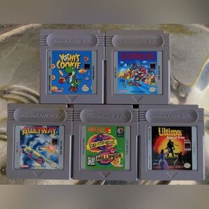 Nintendo gray Game Boy cartridge set with colorful labels